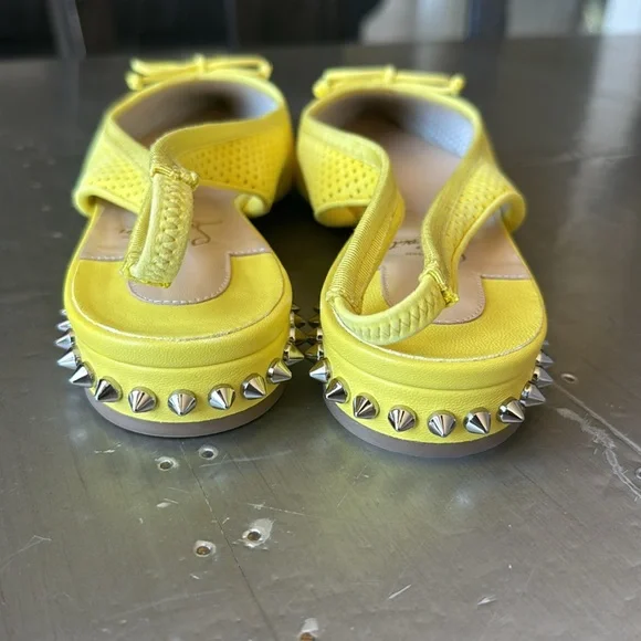 Christian Louboutin hall sling yellow ballet flat perforated citronnade sz 38 - Picture 5 of 9